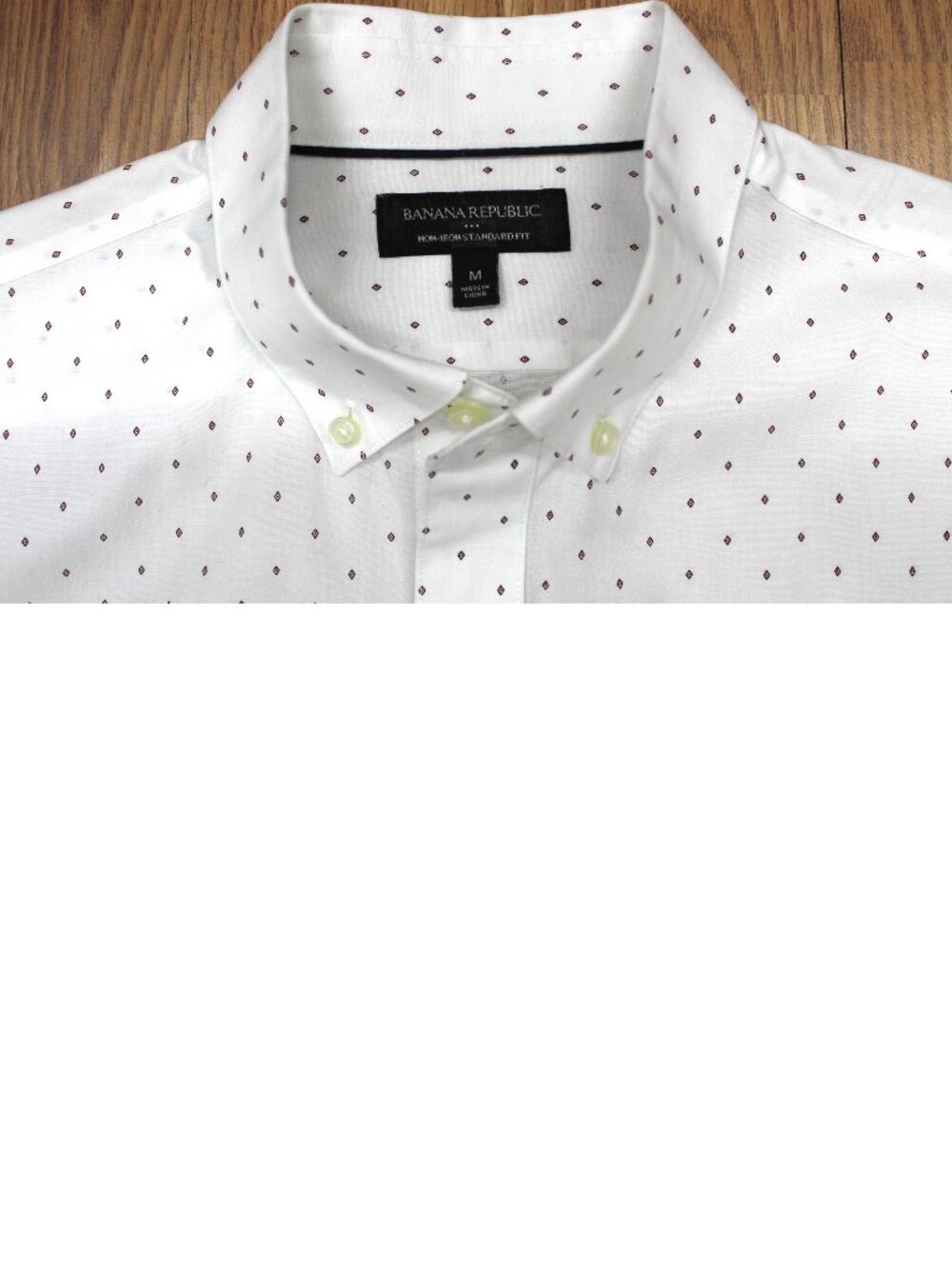 BANANA REPUBLIC STANDARD FIT 100% COTTON SHIRT WHITE & MAROON MEDIUM, M
